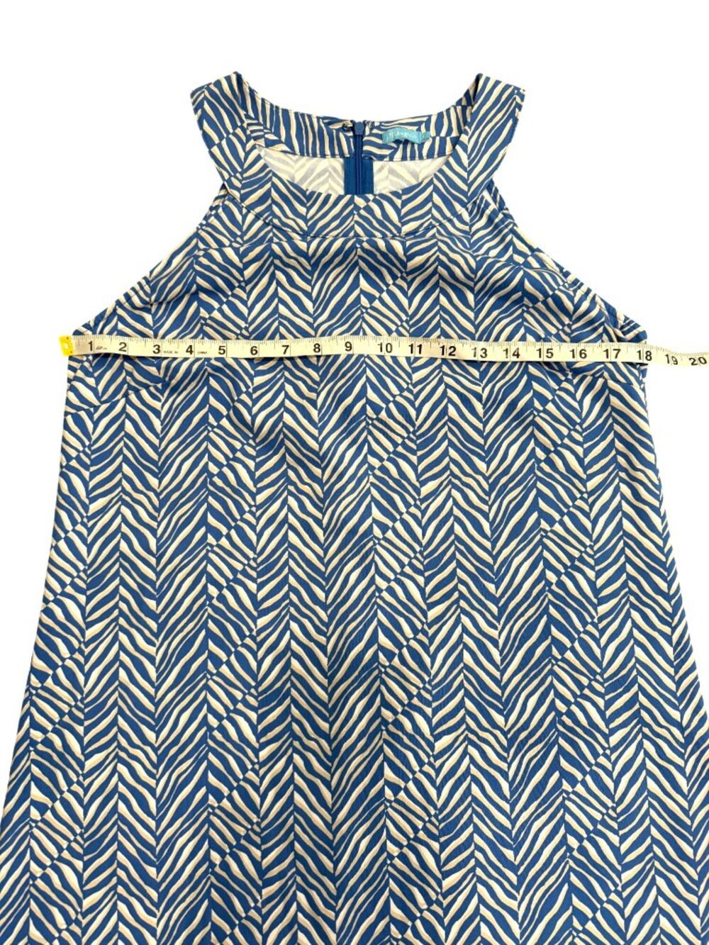 J. McLaughlin Womens Size L Haulter Dress Sleeveless Blue White Chevron Beach - Picture 5 of 8